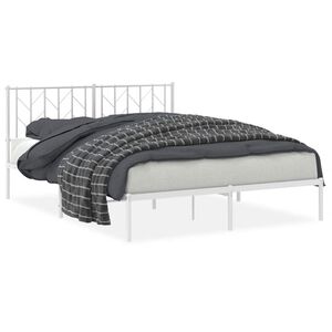 vidaXL Estrutura de cama com cabeceira 150x200 cm metal branco