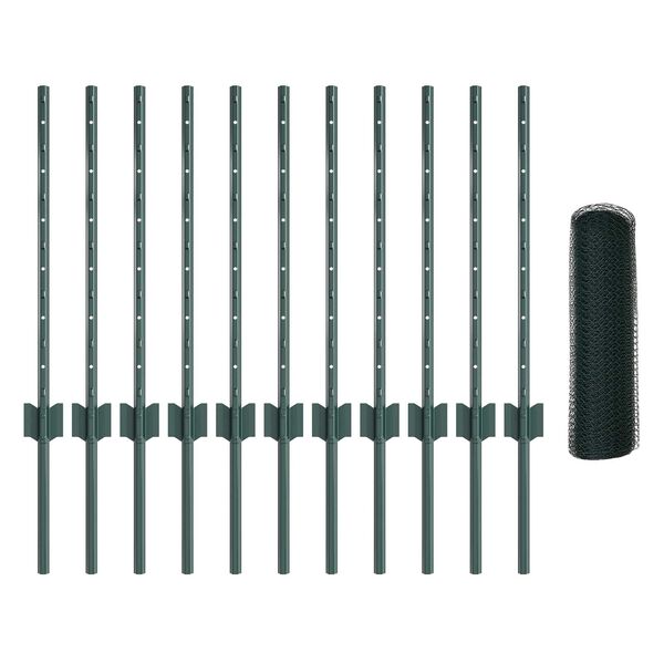 vidaXL Cerca com Poste Verde 0,6 x 25 m A&ccedil;o e PVC