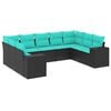vidaXL Conjunto de sof&aacute; de jardim de 9 pe&ccedil;as com almofadas em rattan sint&eacute;tico preto