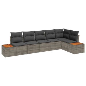 vidaXL Conjunto de Sof&aacute; de Jardim 6 pcs Cinzeto Polirattan