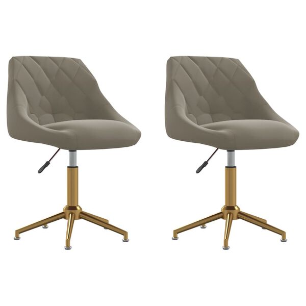 vidaXL Cadeiras de jantar girat&oacute;rias 2 pcs veludo cinzento-claro