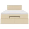 vidaXL Cama Otomana com colch&atilde;o & LEDs 120x190cm tecido creme