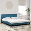 vidaXL Cama com colch&atilde;o Hanko 180x200 cm veludo azul