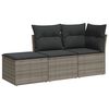vidaXL 3 pcs conjunto sof&aacute;s de jardim c/ almofad&otilde;es vime PE cinzento