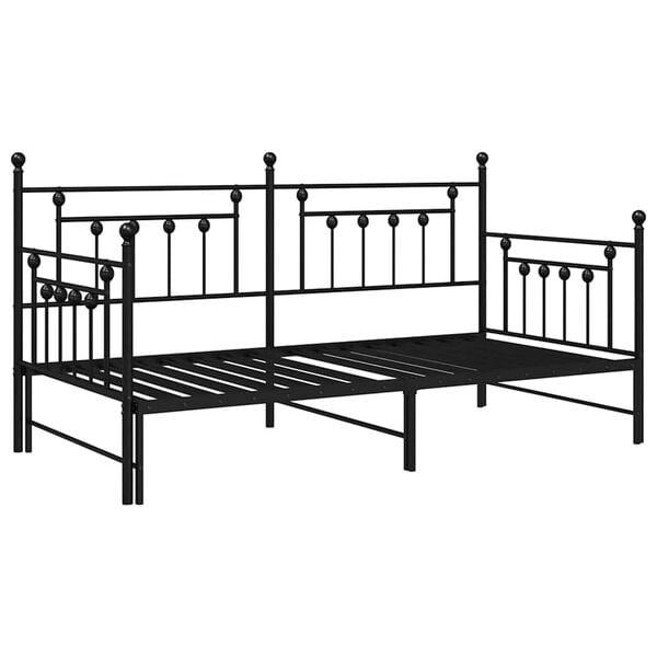 vidaXL Estrutura de cama de dia Preto 90 x 200 cm A&ccedil;o