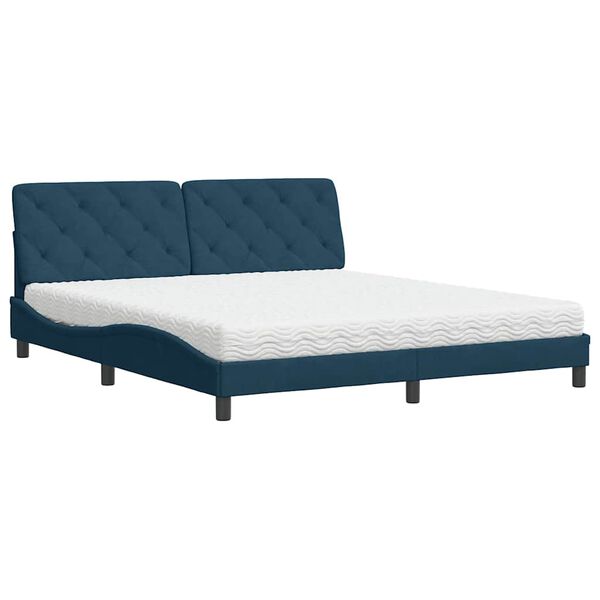 vidaXL Cama com colch&atilde;o 180x200 cm veludo azul