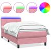 vidaXL Cama box spring c/ colch&atilde;o e LED 100x220 cm veludo Rosa