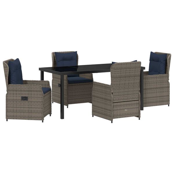 vidaXL Conjunto de Jantar para Jardim 5 pcs Cinzeto Rattan Sint&eacute;tico