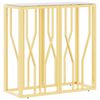 vidaXL Mesa consola 70x30x70 cm a&ccedil;o inoxid&aacute;vel e vidro dourado