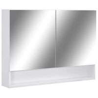 vidaXL Armário espelhado casa de banho com LED 80x15x60 cm MDF branco