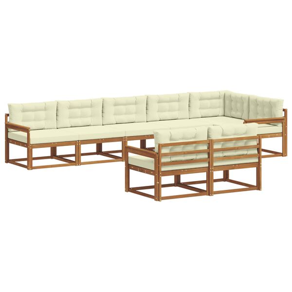 vidaXL Conjunto de Sof&aacute;s para Exterior 8 pcs Natural e Creme