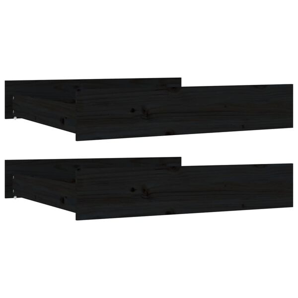 vidaXL Gavetas de cama 2 pcs madeira de pinho maciça preto