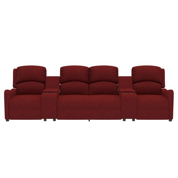 vidaXL Poltrona massagem 4 lug. reclin&aacute;vel + suporte copo tecido tinto