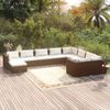 vidaXL 10 pcs conjunto lounge jardim c/ almofad&otilde;es vime PE castanho