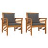 vidaXL Cadeirões com almofadões cinzento-escuros 2 pcs acácia maciça