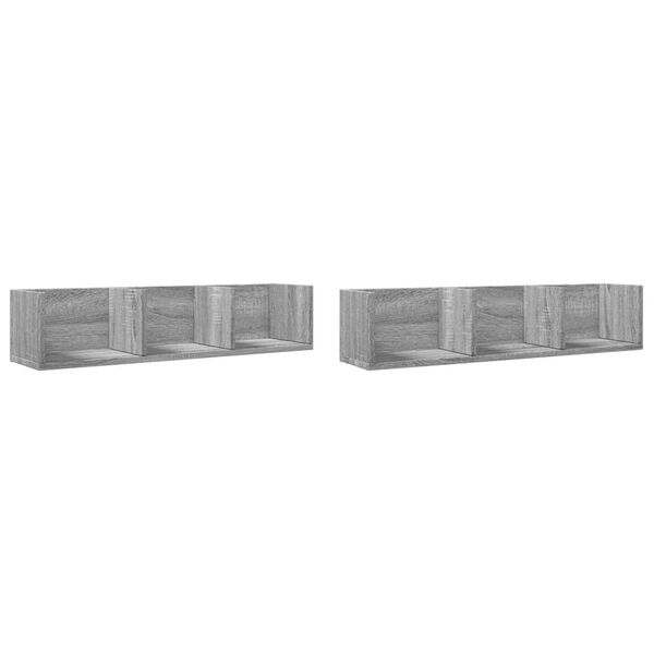 vidaXL Arm&aacute;rios parede 2 pcs 75x18x16,5 cm deriv. madeira cinza sonoma