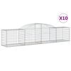 vidaXL Cestos gabi&atilde;o arqueados 10pcs 300x50x60/80 cm ferro galvanizado