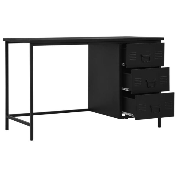 vidaXL Secretária com gavetas industrial 120x55x75 cm aço preto
