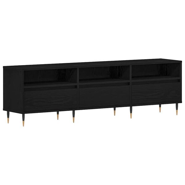 vidaXL Gabinete para TV com gaveta Carvalho Preto 150 x 30 x 44,5 cm