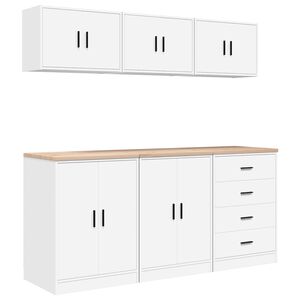 vidaXL Arm&aacute;rios de garagem 6 pcs derivados de madeira branco