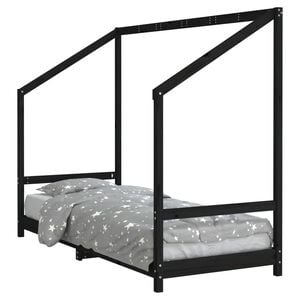 vidaXL Estrutura de cama infantil 80x200 cm pinho maci&ccedil;o preto