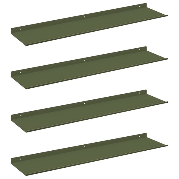 vidaXL Prateleira Flutuante 4 pcs Verde Oliva 80 x 18 x 2,5 cm A&ccedil;o