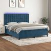 vidaXL Cama box spring c/ colch&atilde;o/LED 160x200 cm veludo azul-escuro