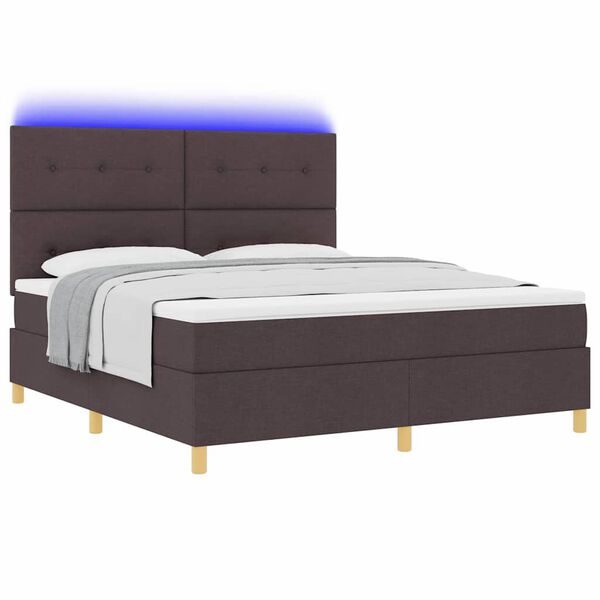 vidaXL Cama Box com colch&atilde;o Marrom Escuro 180 x 200 cm tecido