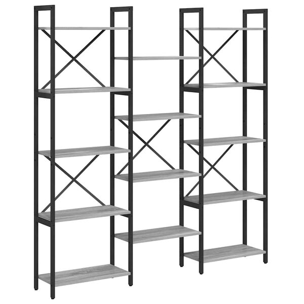 vidaXL Estante Sonoma cinzento 156 x 25 x 167 cm Madeira processada