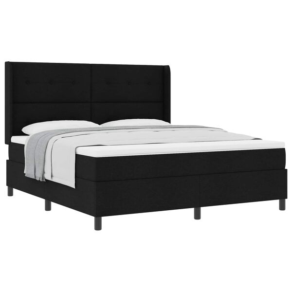 vidaXL Cama Box com colch&atilde;o com cabeceira Preto 200 x 180 cm tecido