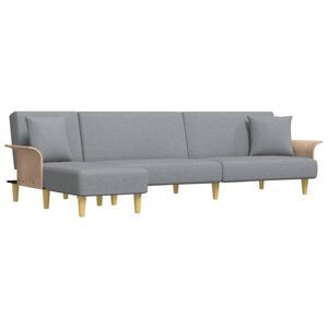 vidaXL Sof&aacute;-cama em forma de L 279x140x70 cm tecido cinzento-claro