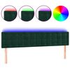 vidaXL Cabeceira de cama c/luzes LED veludo 180x5x78/88cm verde-escuro