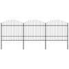 vidaXL Cerca de jardim com topo em forma de lan&ccedil;a em a&ccedil;o 504x175 cm, preta