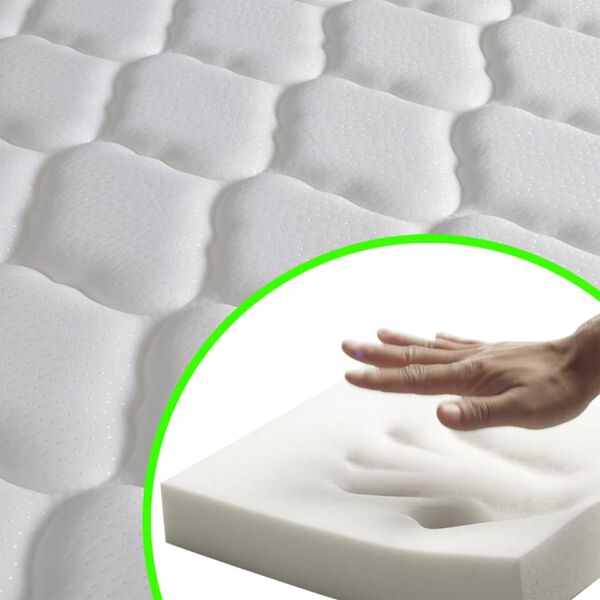 vidaXL Cama com colch&atilde;o espuma de mem&oacute;ria 160x200cm tecido bege