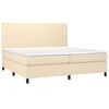 vidaXL Cama box spring c/ colch&atilde;o e LED 200x200 cm tecido cor creme