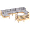 vidaXL 9 pcs conjunto lounge de jardim + almofad&otilde;es cinza pinho maci&ccedil;o