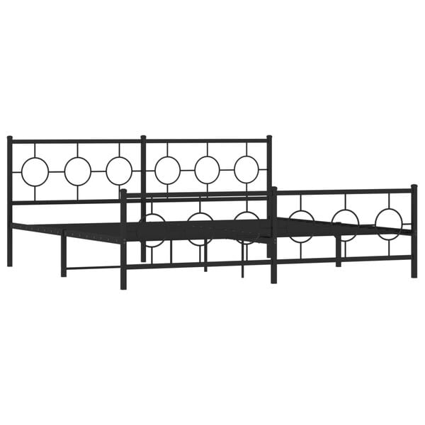 vidaXL Estrutura de cama com cabeceira e p&eacute;s 200x200 cm metal preto