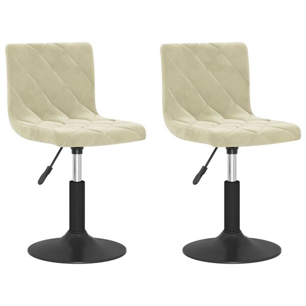 vidaXL Cadeiras de jantar girat&oacute;rias 2 pcs veludo cor creme