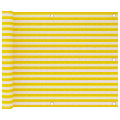 vidaXL Tela de varanda 75x300 cm PEAD amarelo e branco