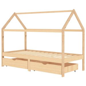 vidaXL Estrutura de cama p/ crian&ccedil;as c/ gavetas 90x200 cm pinho maci&ccedil;o