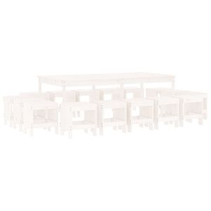 vidaXL 17 pcs conjunto de jantar para jardim pinho maciço branco