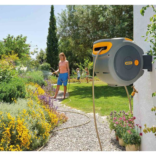 Hozelock Enrolador mangueira + mangueira 30m montagem parede Auto Reel