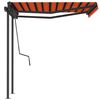 vidaXL Toldo retr&aacute;til autom&aacute;tico com postes 3,5x2,5 m laranja/castanho