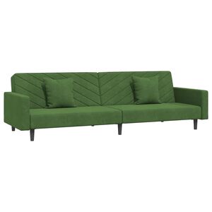 vidaXL Sof&aacute;-cama 2 lugares com duas almofadas veludo verde-escuro
