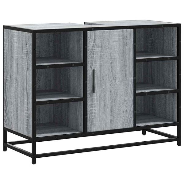 vidaXL Arm&aacute;rio p/ lavat&oacute;rio WC 80x33x60 cm deriv.madeira cinza sonoma