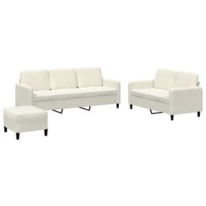 vidaXL 3 pcs conjunto de sof&aacute;s veludo cor creme