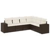 vidaXL 6 pcs conjunto de sof&aacute;s jardim c/ almofad&otilde;es vime PE castanho