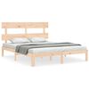 vidaXL Estrutura de cama King Size com cabeceira madeira maci&ccedil;a