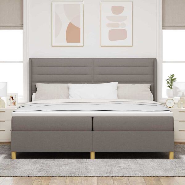 vidaXL Cama Box com colch&atilde;o Cinzento-acastanhado 200 x 200 cm tecido