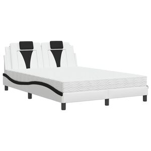 vidaXL Cama Viana com colch&atilde;o 120x200 cm couro artificial branco e preto